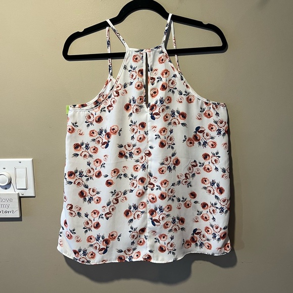 Paper Crane Off-White with Rust/Peach/Blue Floral Print Cami Top - Picture 9 of 12